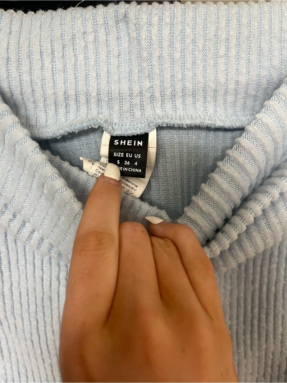 SHEIN Light Blue Ribbed Drawstring Mini Skirt - Picture 4 of 6